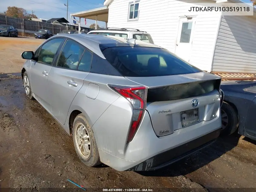 JTDKARFU1G3519118 2016 Toyota Prius Two Eco