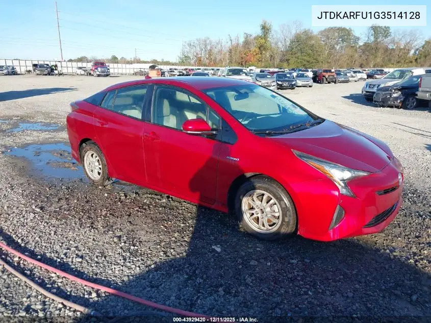JTDKARFU1G3514128 2016 Toyota Prius Two Eco