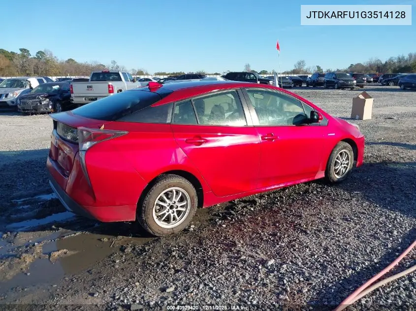 JTDKARFU1G3514128 2016 Toyota Prius Two Eco