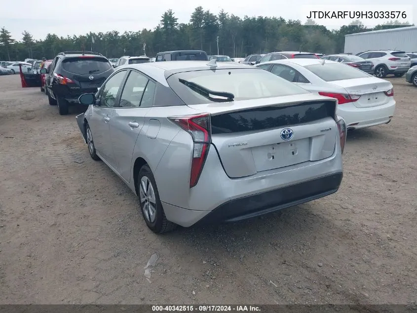 2017 Toyota Prius Three VIN: JTDKARFU9H3033576 Lot: 40342515