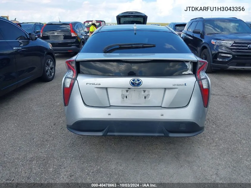 JTDKARFU1H3043356 2017 Toyota Prius Four Touring