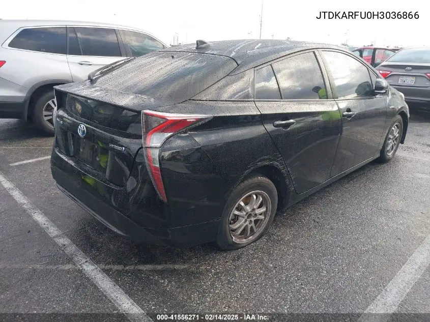 2017 Toyota Prius Four VIN: JTDKARFU0H3036866 Lot: 41556271
