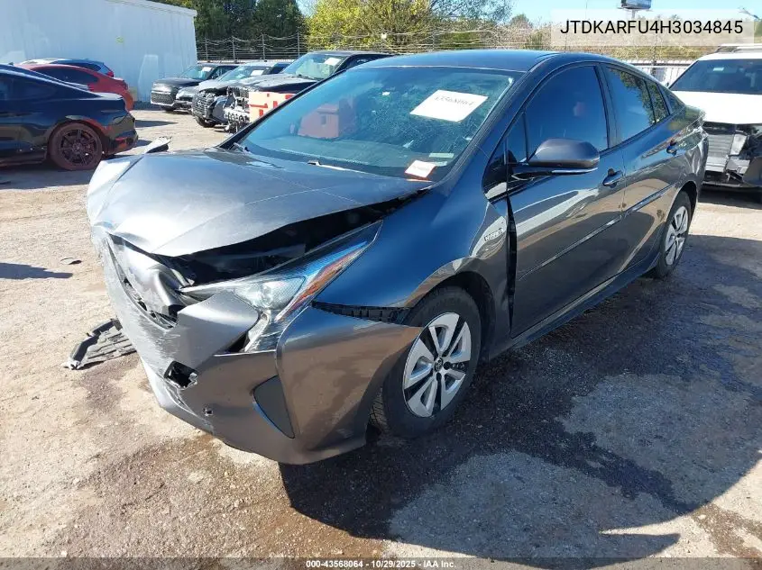 JTDKARFU4H3034845 2017 Toyota Prius Three