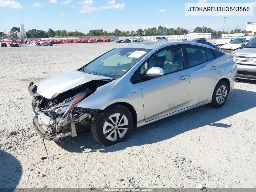 JTDKARFU3H3543566 2017 Toyota Prius Three