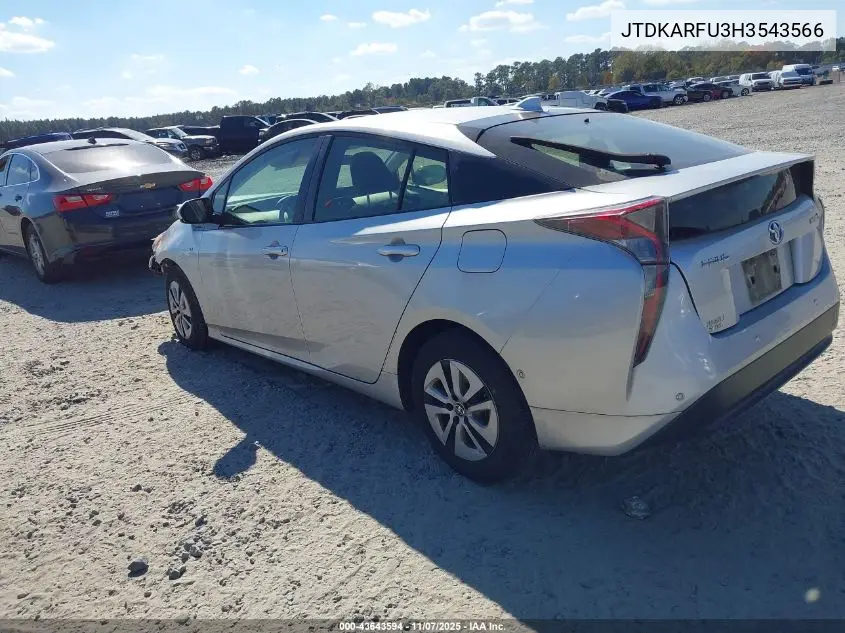 JTDKARFU3H3543566 2017 Toyota Prius Three