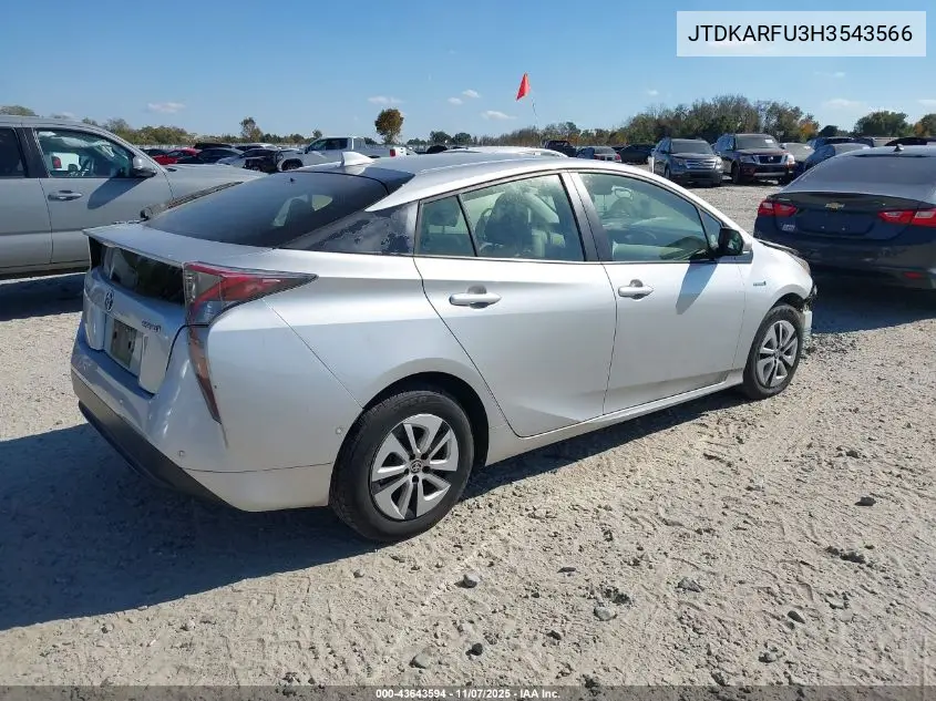 JTDKARFU3H3543566 2017 Toyota Prius Three