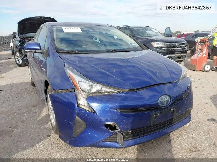 JTDKBRFU4H3542357 2017 Toyota Prius Two