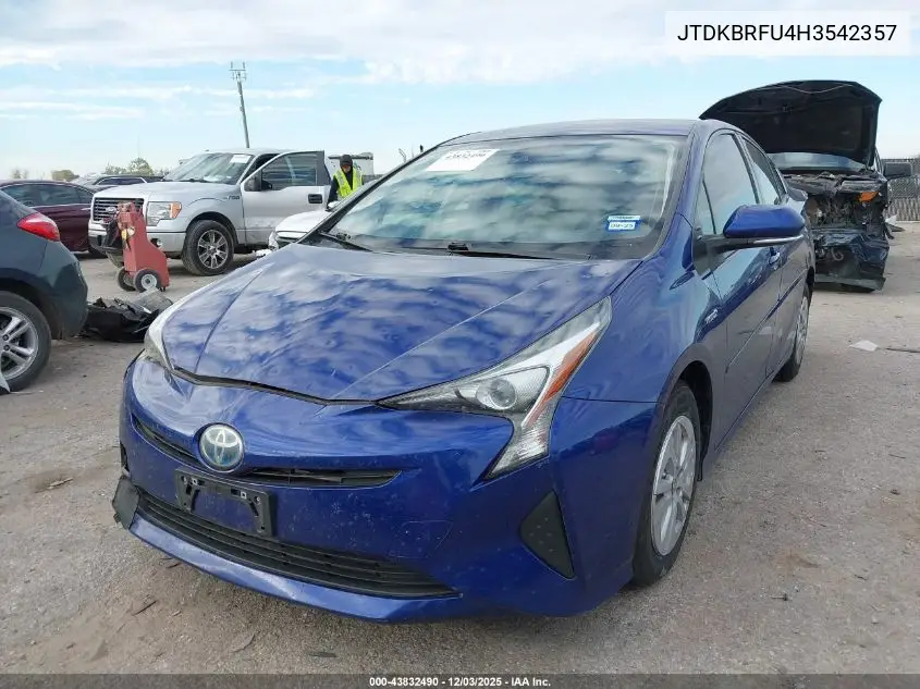 JTDKBRFU4H3542357 2017 Toyota Prius Two