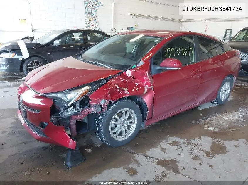 JTDKBRFU0H3541724 2017 Toyota Prius Two