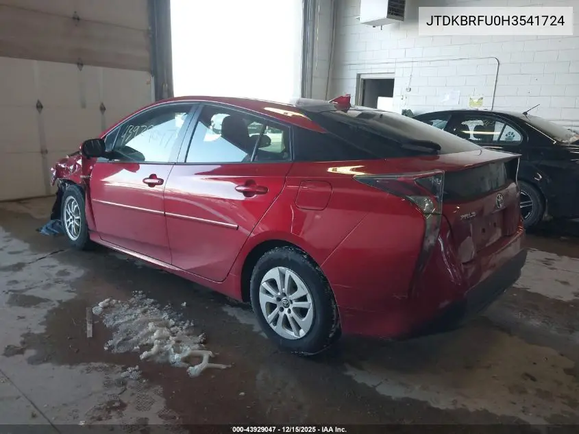 JTDKBRFU0H3541724 2017 Toyota Prius Two