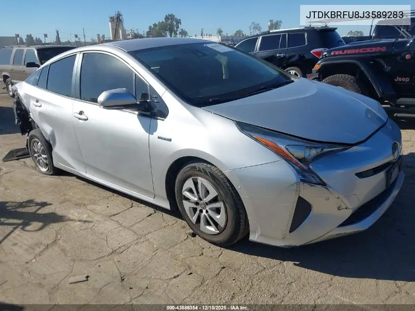 JTDKBRFU8J3589283 2018 Toyota Prius Two