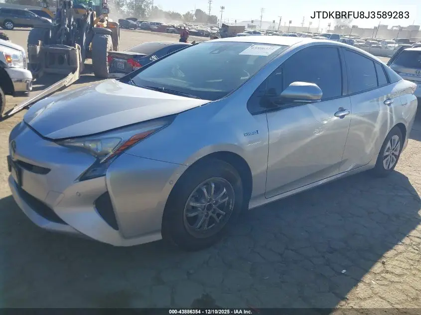 JTDKBRFU8J3589283 2018 Toyota Prius Two