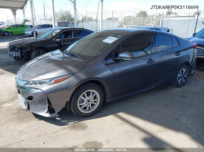 JTDKARFP0K3116699 2019 Toyota Prius Prime Plus