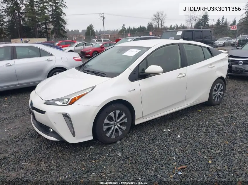 JTDL9RFU3K3011366 2019 Toyota Prius Xle