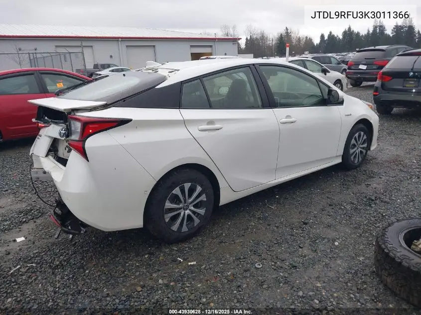 JTDL9RFU3K3011366 2019 Toyota Prius Xle