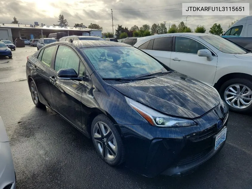 JTDKARFU1L3115651 2020 Toyota Prius L/Le/Xle/Limited