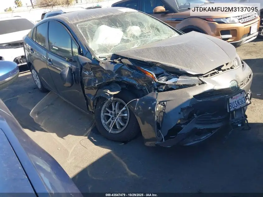 JTDKAMFU2M3137095 2021 Toyota Prius Le