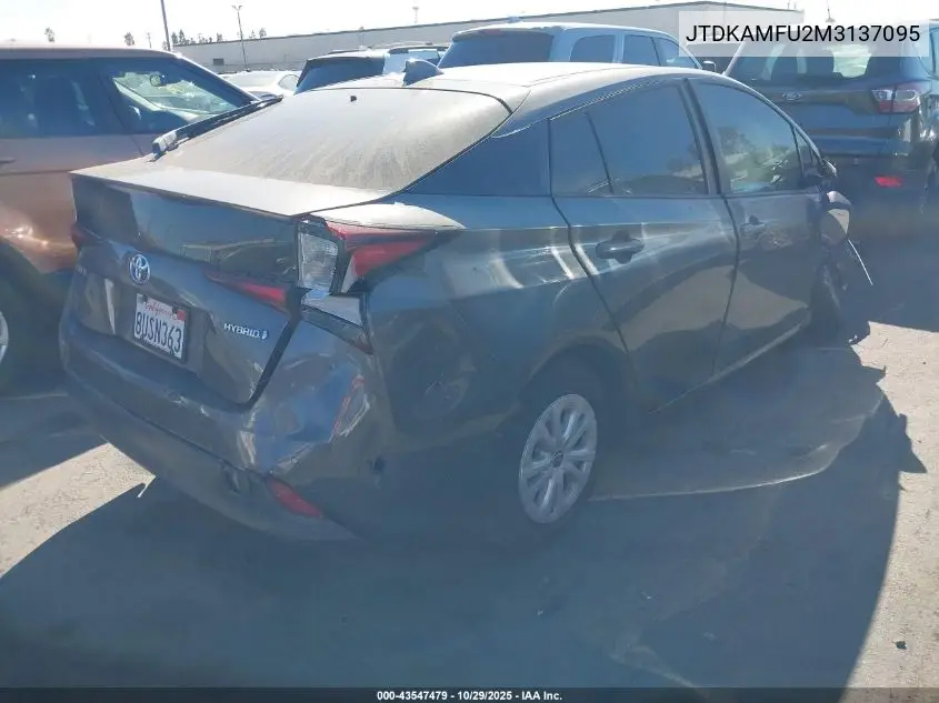 JTDKAMFU2M3137095 2021 Toyota Prius Le