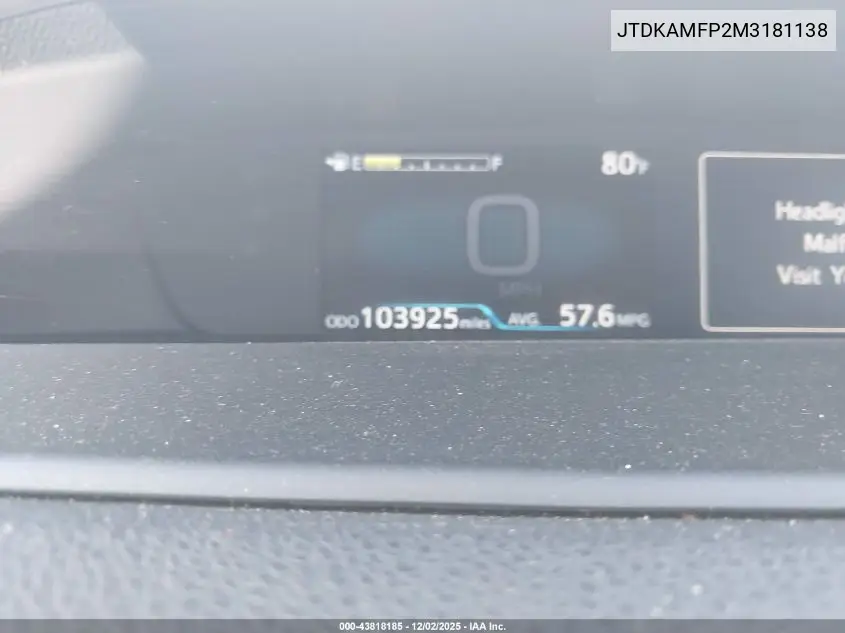 JTDKAMFP2M3181138 2021 Toyota Prius Prime Xle