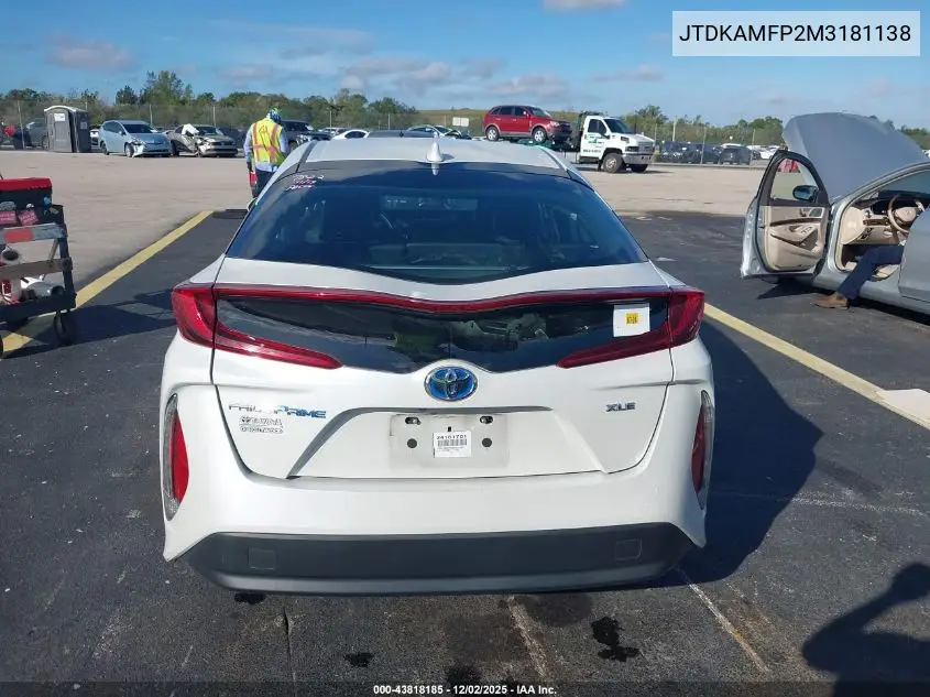 JTDKAMFP2M3181138 2021 Toyota Prius Prime Xle