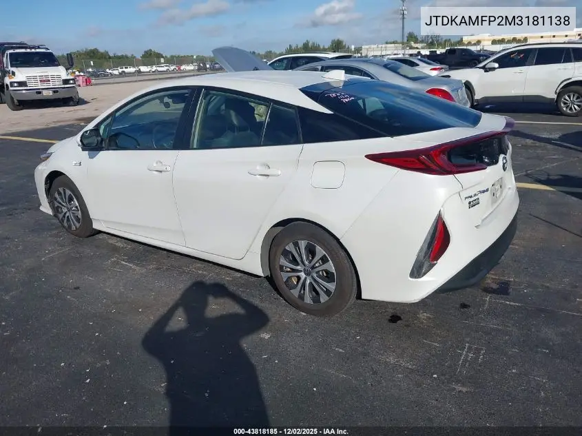 JTDKAMFP2M3181138 2021 Toyota Prius Prime Xle