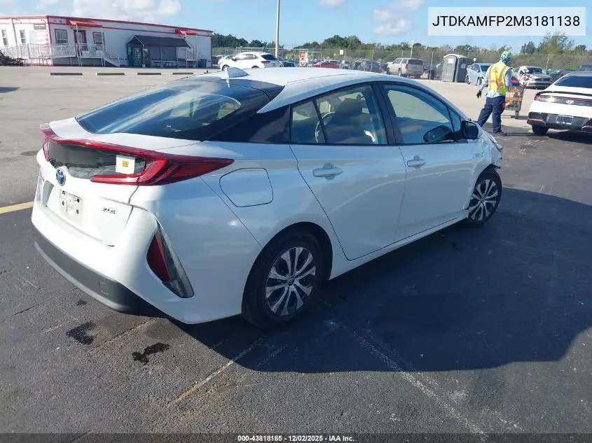 JTDKAMFP2M3181138 2021 Toyota Prius Prime Xle