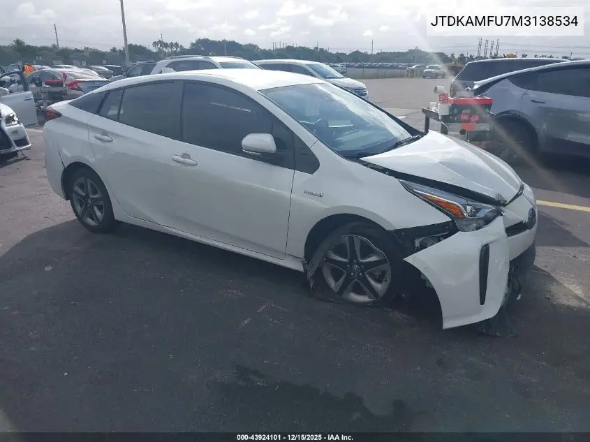 JTDKAMFU7M3138534 2021 Toyota Prius Xle