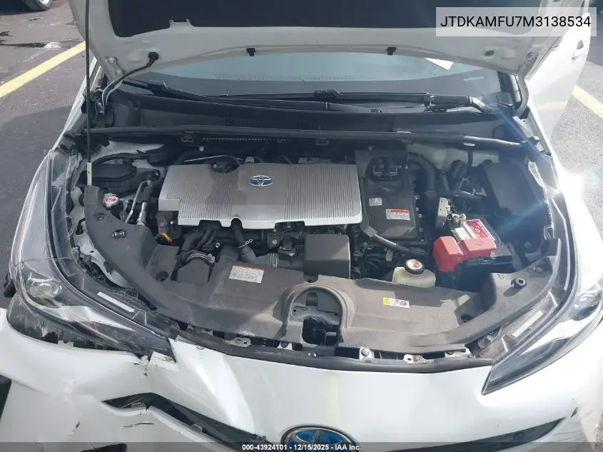 JTDKAMFU7M3138534 2021 Toyota Prius Xle