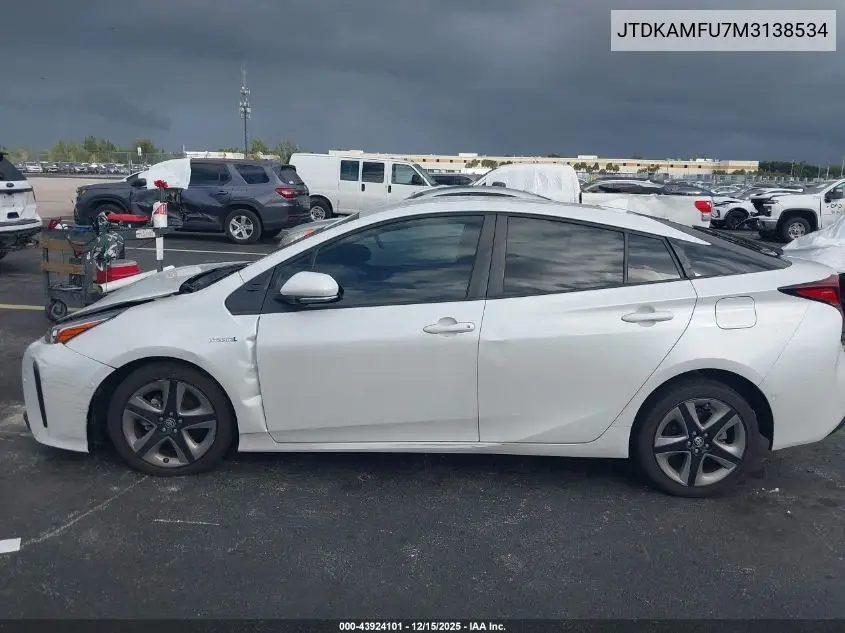 JTDKAMFU7M3138534 2021 Toyota Prius Xle