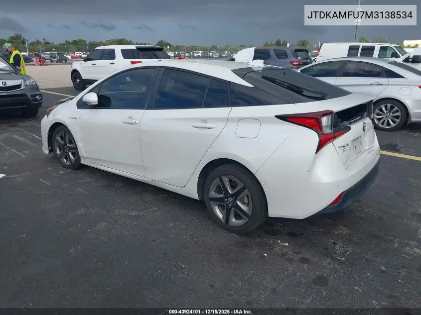 JTDKAMFU7M3138534 2021 Toyota Prius Xle