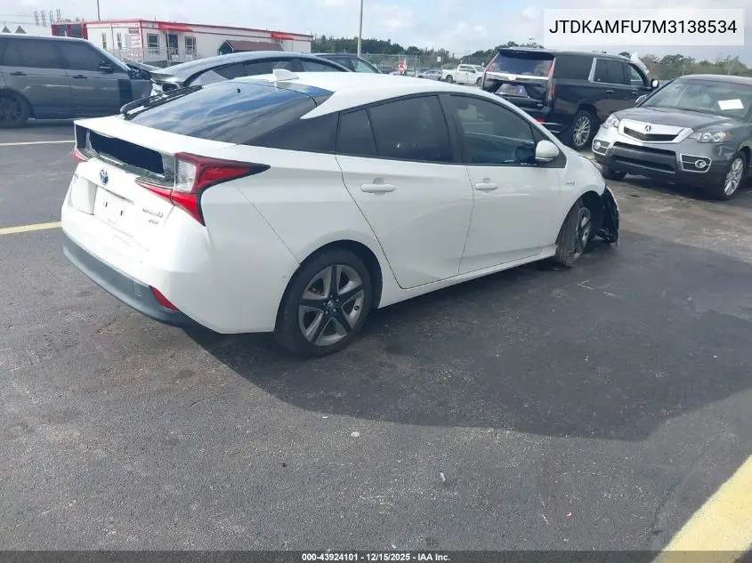 JTDKAMFU7M3138534 2021 Toyota Prius Xle