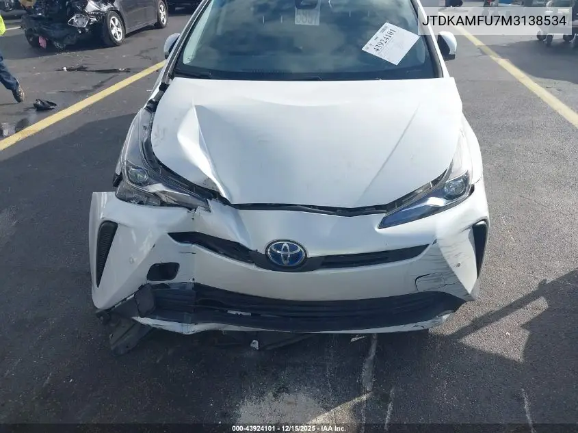 JTDKAMFU7M3138534 2021 Toyota Prius Xle