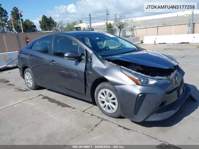 2022 Toyota Prius Le VIN: JTDKAMFU4N3177258 Lot: 39148811