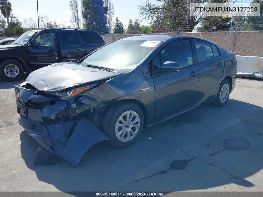 2022 Toyota Prius Le VIN: JTDKAMFU4N3177258 Lot: 39148811
