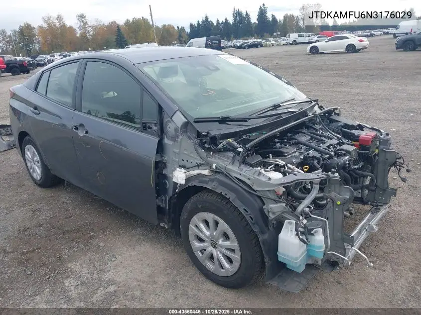 JTDKAMFU6N3176029 2022 Toyota Prius L