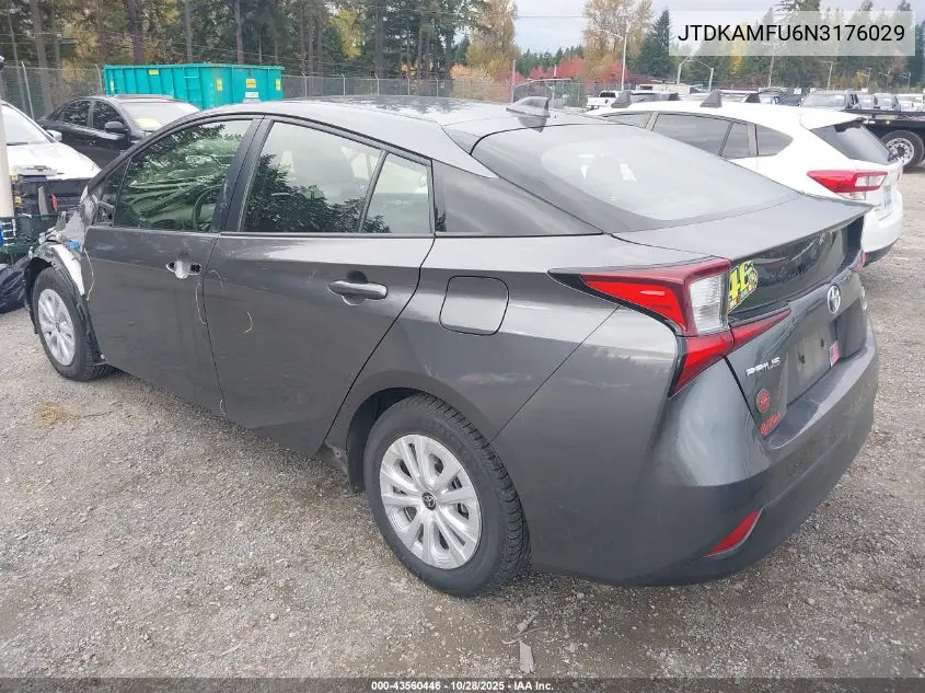JTDKAMFU6N3176029 2022 Toyota Prius L