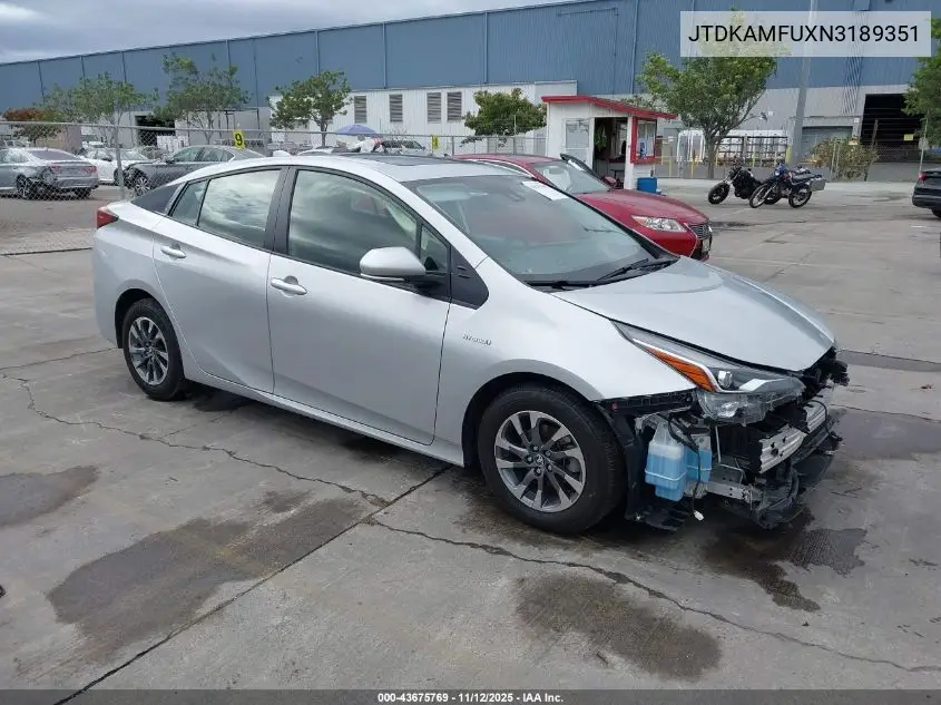 JTDKAMFUXN3189351 2022 Toyota Prius Xle