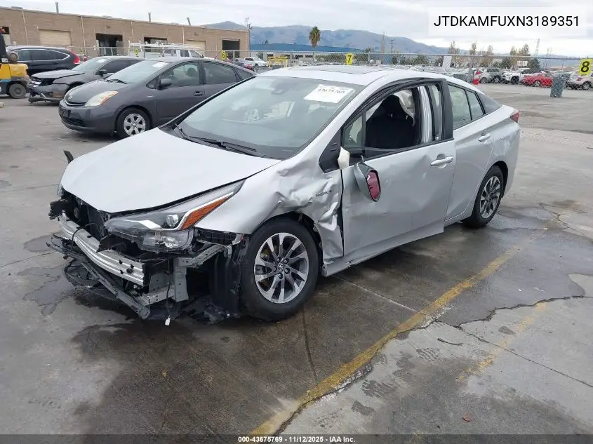 JTDKAMFUXN3189351 2022 Toyota Prius Xle