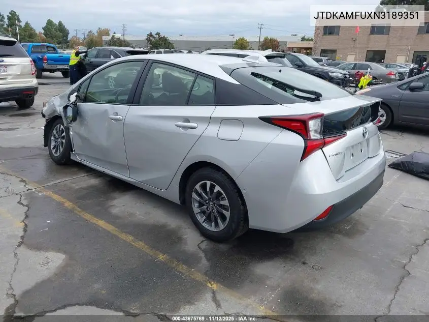 JTDKAMFUXN3189351 2022 Toyota Prius Xle