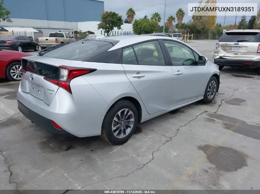 JTDKAMFUXN3189351 2022 Toyota Prius Xle