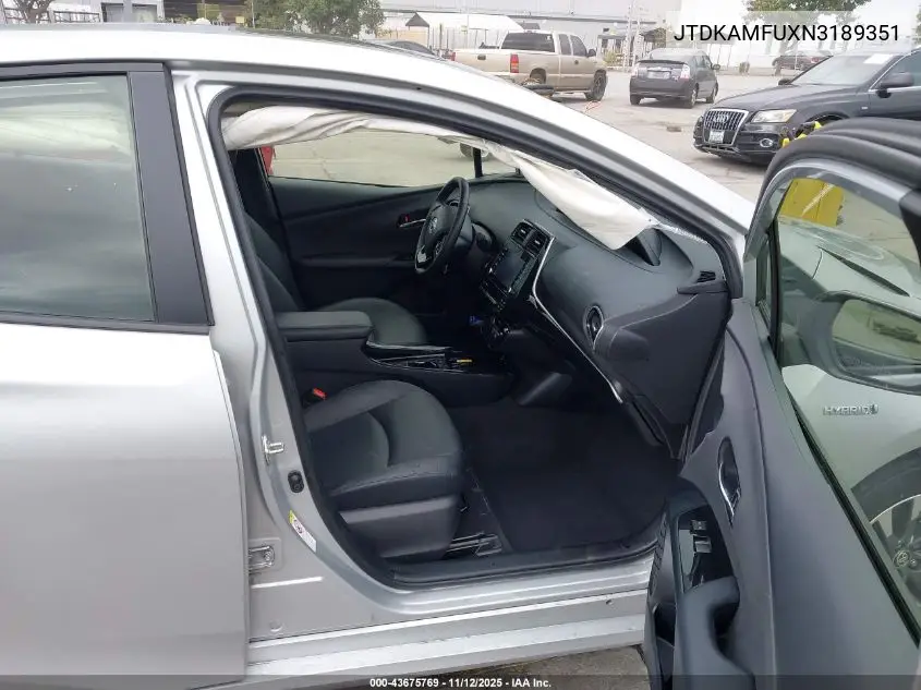 JTDKAMFUXN3189351 2022 Toyota Prius Xle