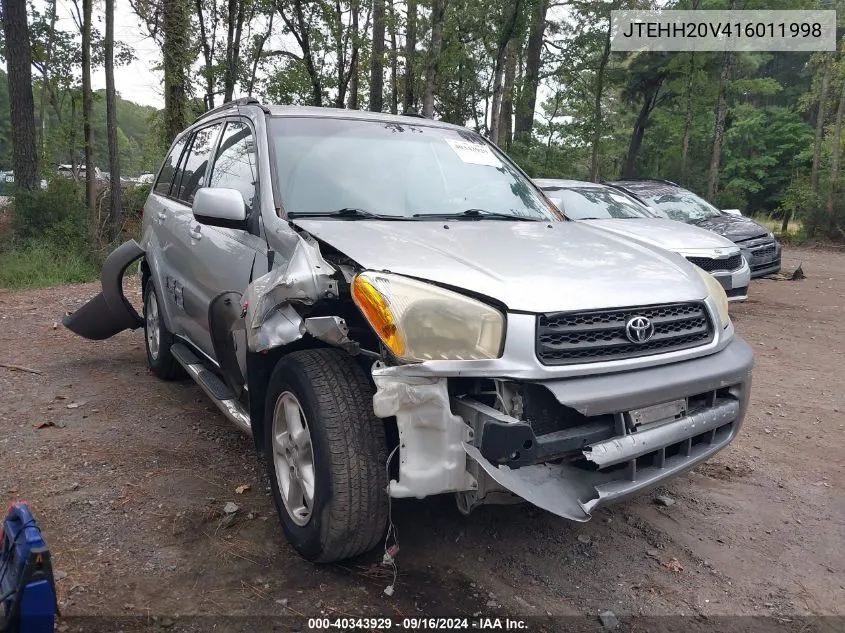 2001 Toyota Rav4 VIN: JTEHH20V416011998 Lot: 40343929