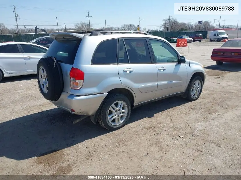 2003 Toyota Rav4 VIN: JTEGH20V830089783 Lot: 41694153