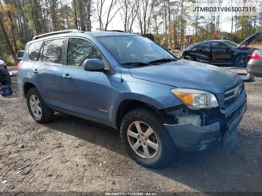 JTMBD31V865007315 2006 Toyota Rav4 Limited