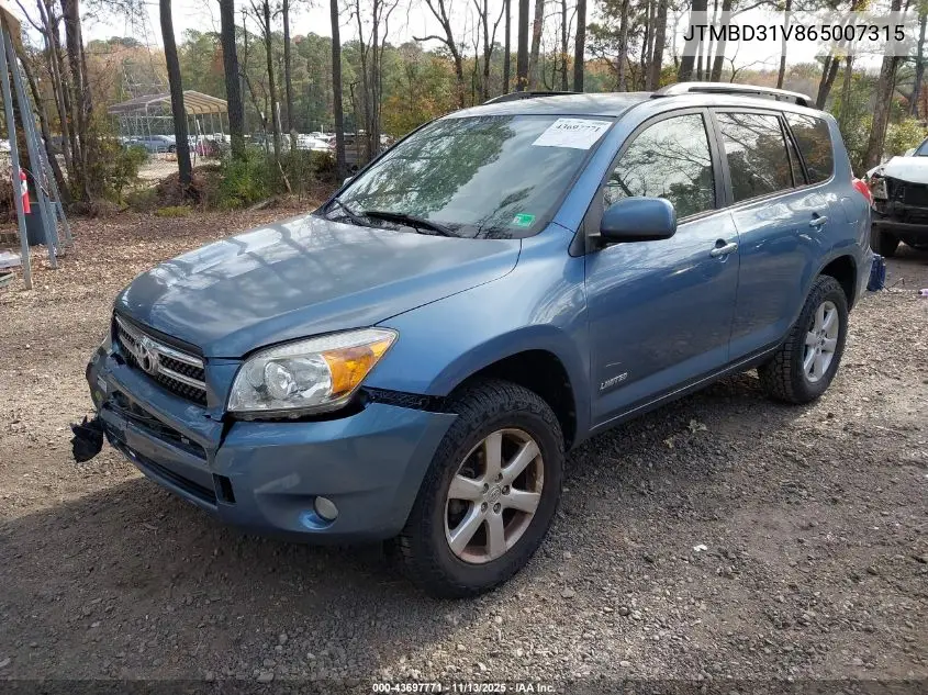 JTMBD31V865007315 2006 Toyota Rav4 Limited