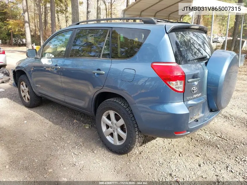 JTMBD31V865007315 2006 Toyota Rav4 Limited