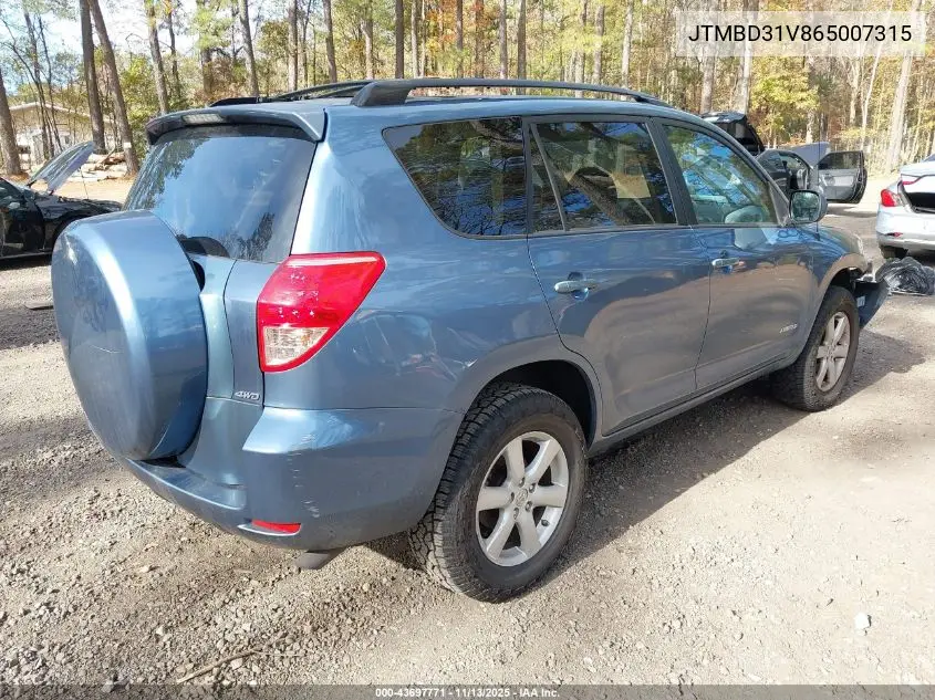 JTMBD31V865007315 2006 Toyota Rav4 Limited