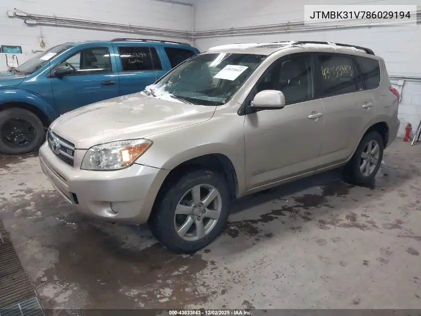 JTMBK31V786029194 2008 Toyota Rav4 Limited V6