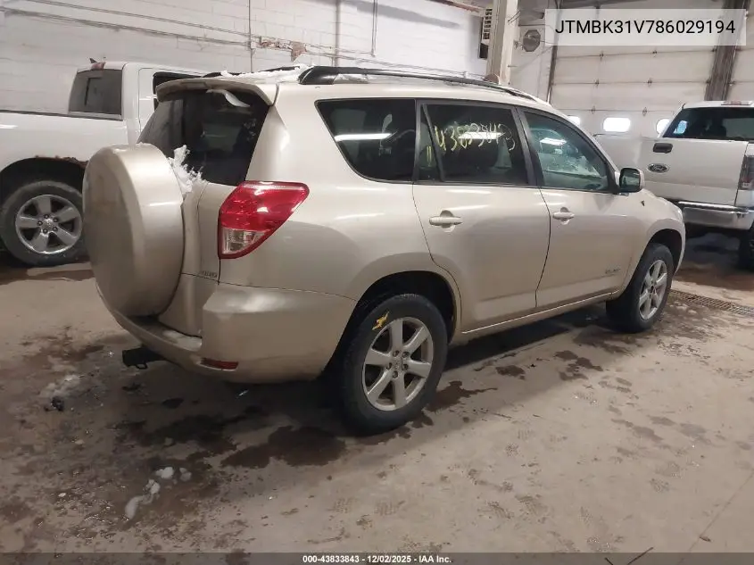 JTMBK31V786029194 2008 Toyota Rav4 Limited V6