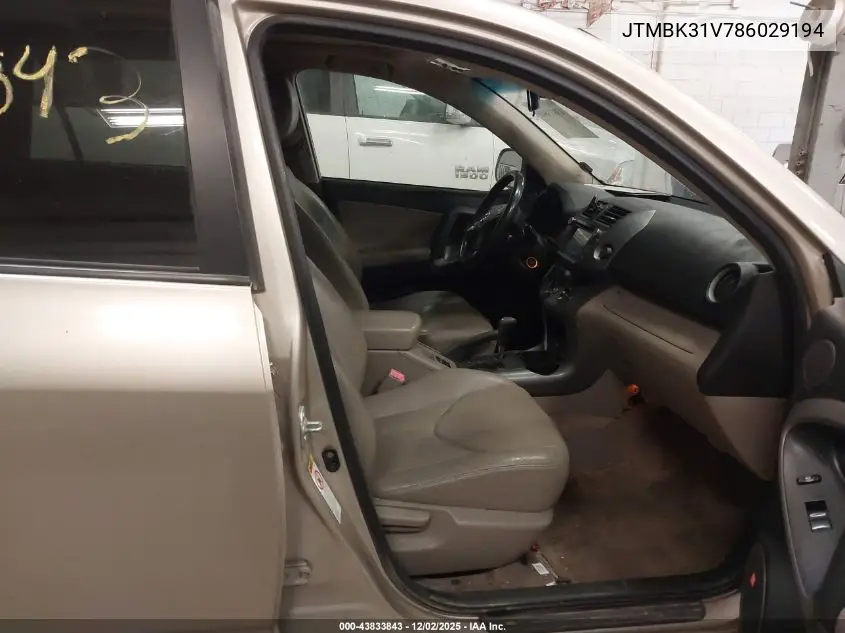 JTMBK31V786029194 2008 Toyota Rav4 Limited V6